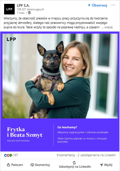 Źródło: https://www.linkedin.com/posts/lpp-sa_dzie%C5%84-psa-activity-7233765139756290048-14NL?utm_source=share&utm_medium=member_desktop&rcm=ACoAAD7KnR0B9SnqUW3b3zu8--MnobpgNpVJ_ZE