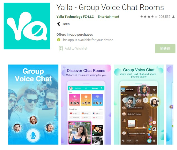 2.) Yalla - Group Voice Chat Rooms