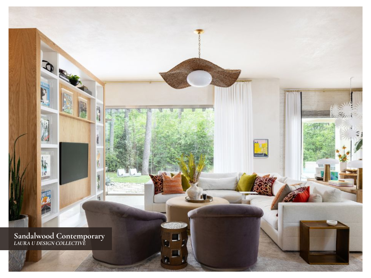 the living room in our Sandalwood Contemporary project