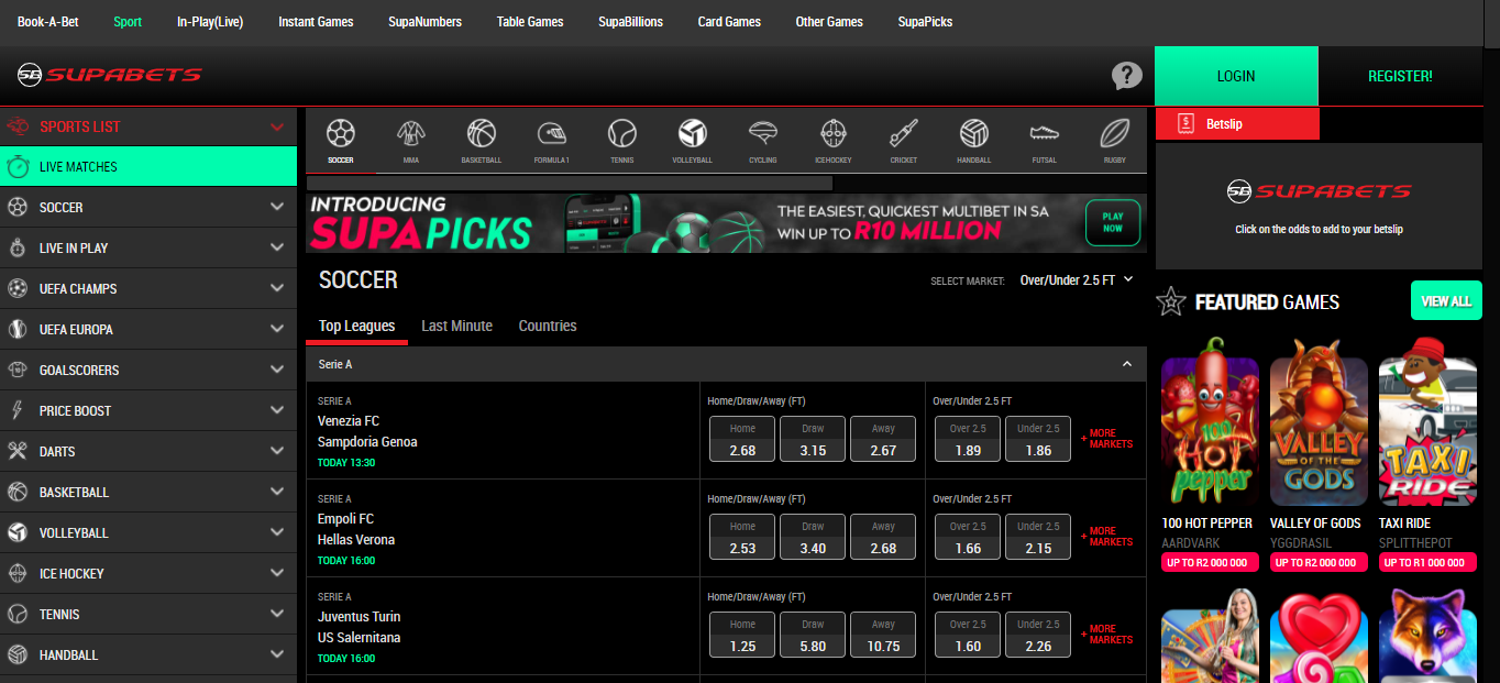 Supabets Live Betting