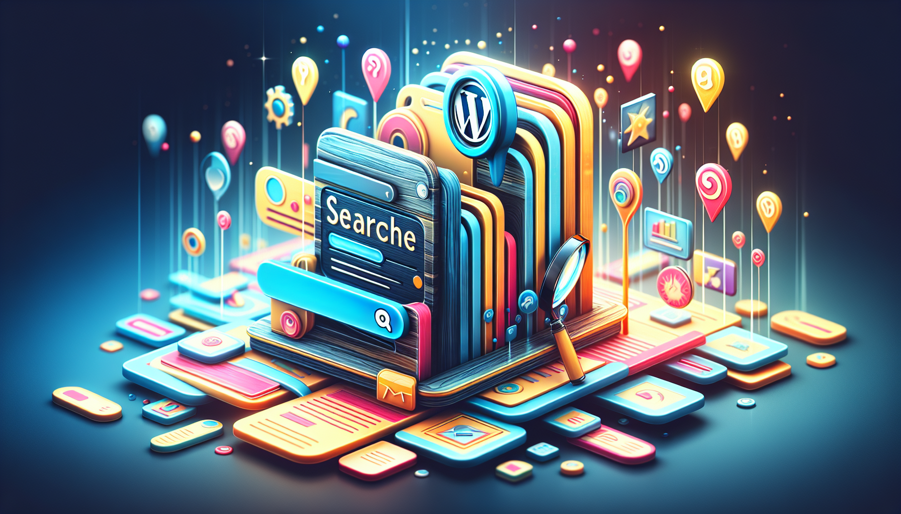 An illustration showcasing enhancements to the default WordPress search function.