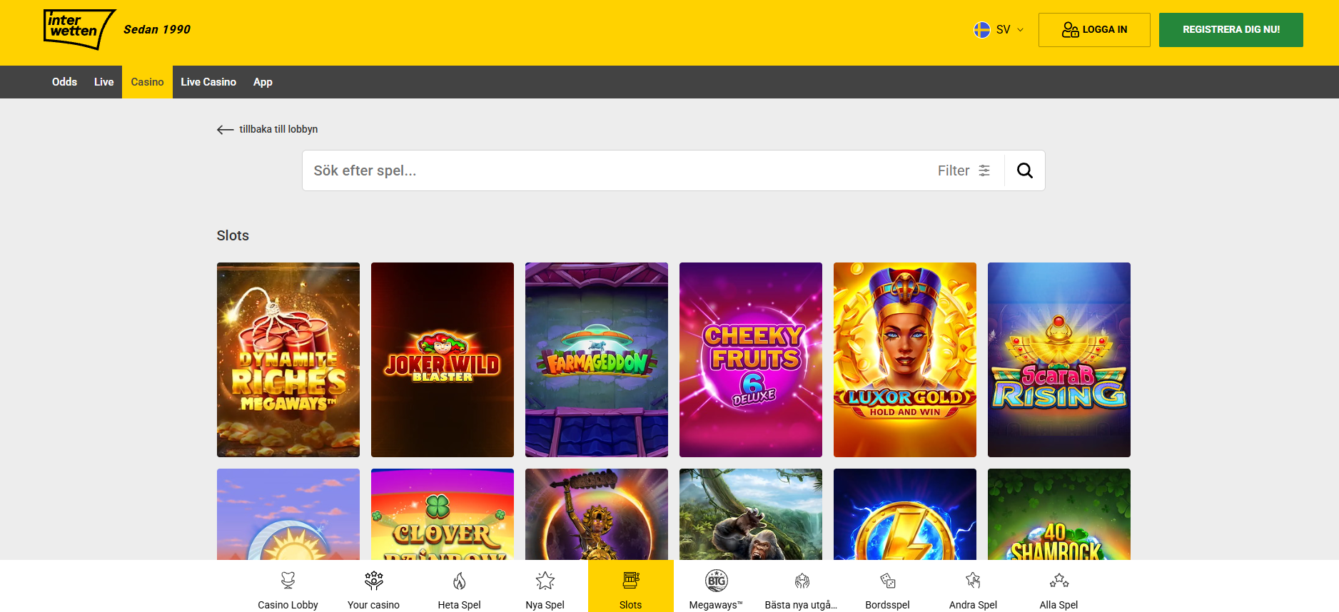 Slots hos Interwetten med flera olika spelautomater.