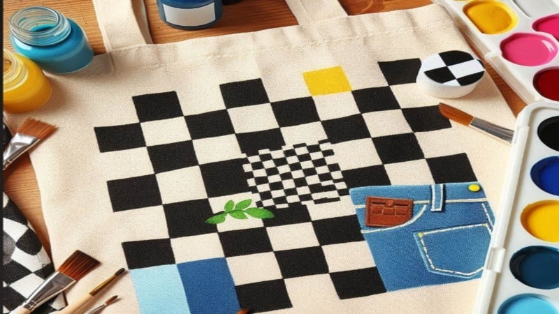 checkerboard patterns tote bag