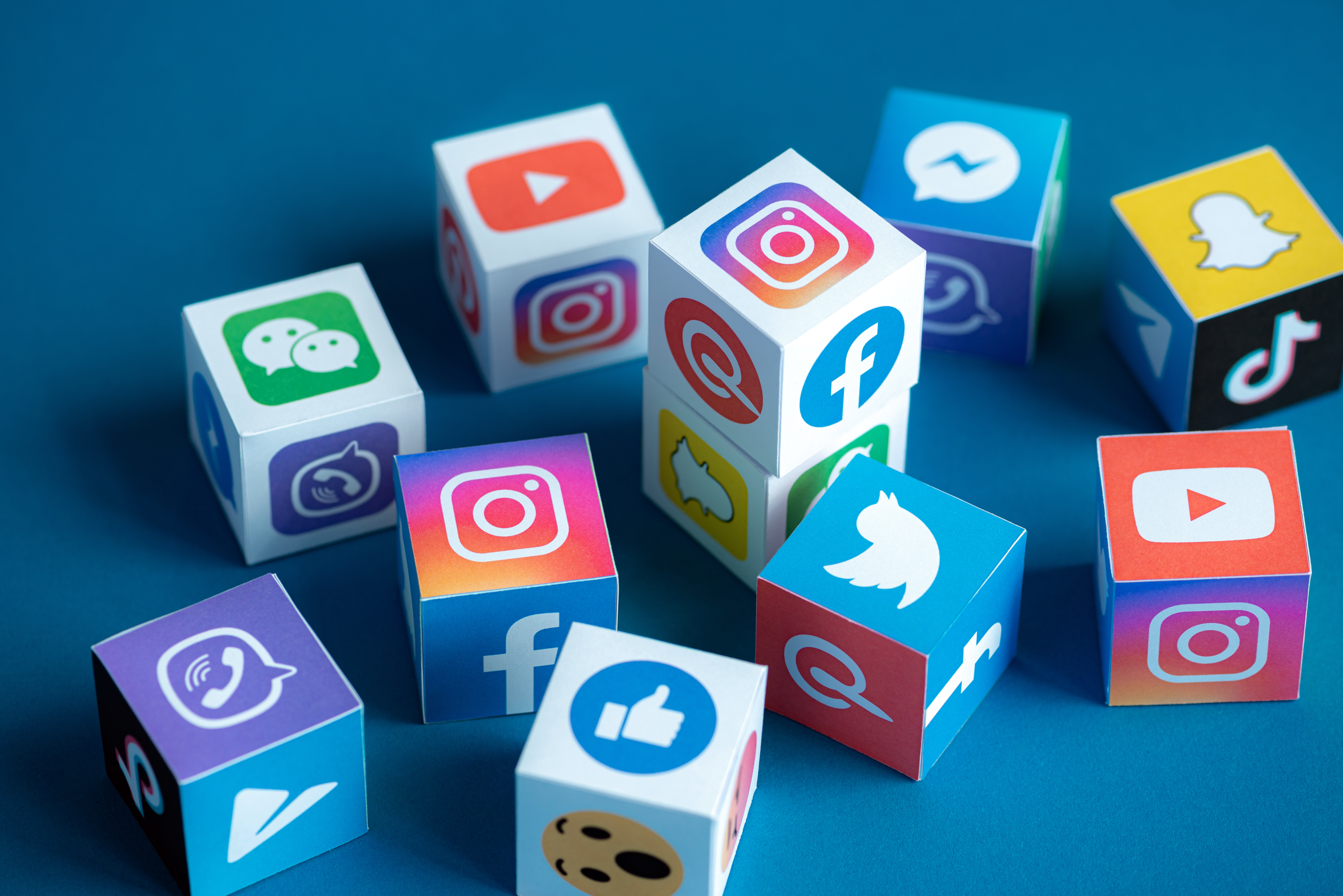 Social media logos on blocks