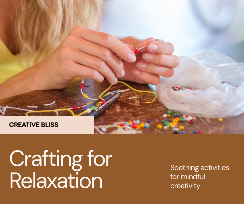 “Soft-toned feminine blog header with floral accents and gentle textures, evoking calm and relaxation through crafting”