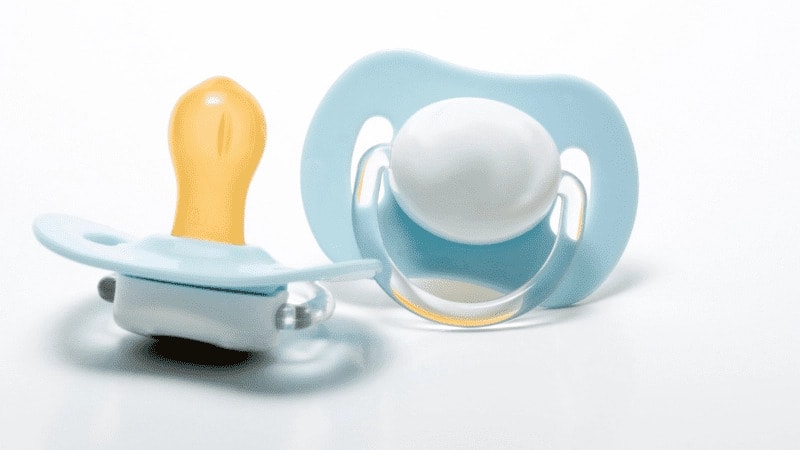 Latex pacifiers are soft and flexible.