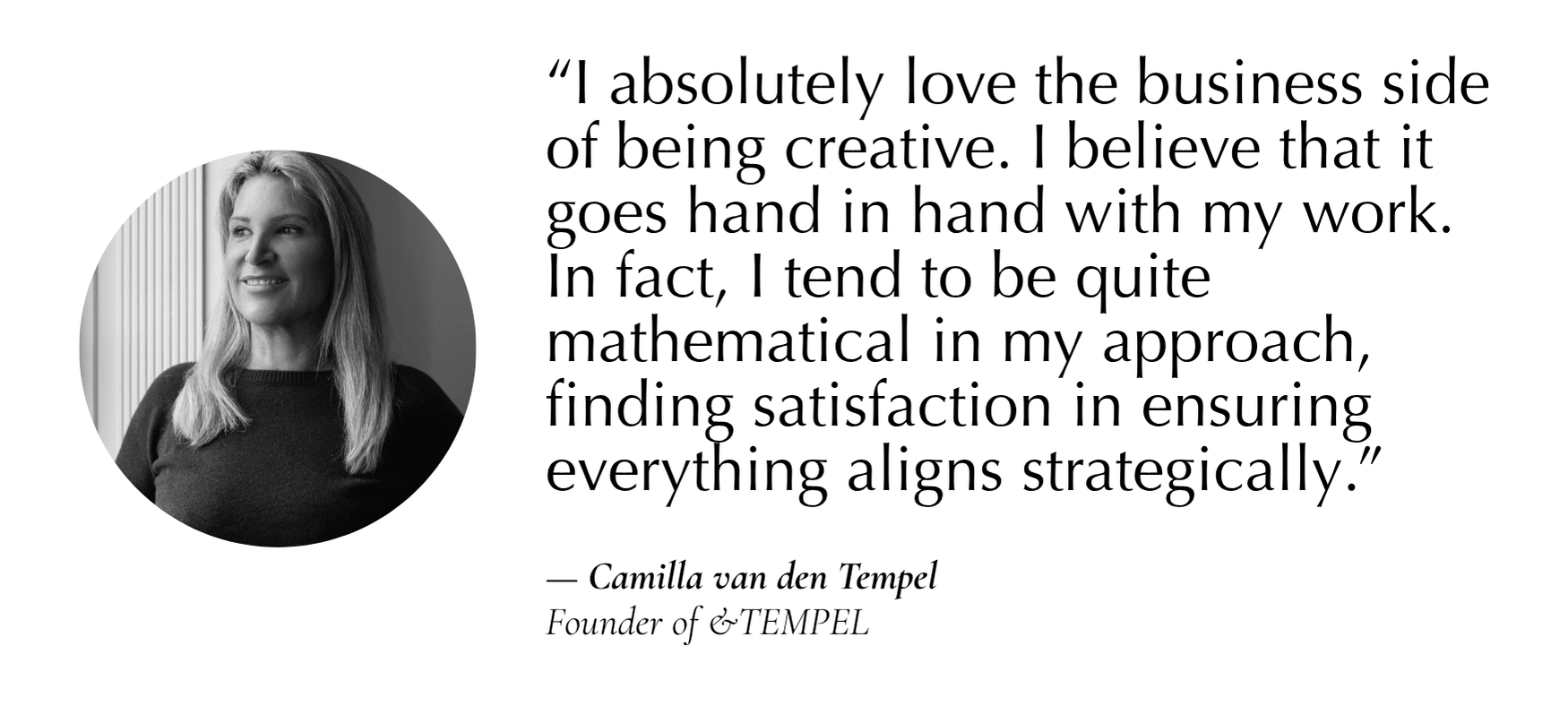 a bubble photo of the person quoted with her quote next to her in black lettering