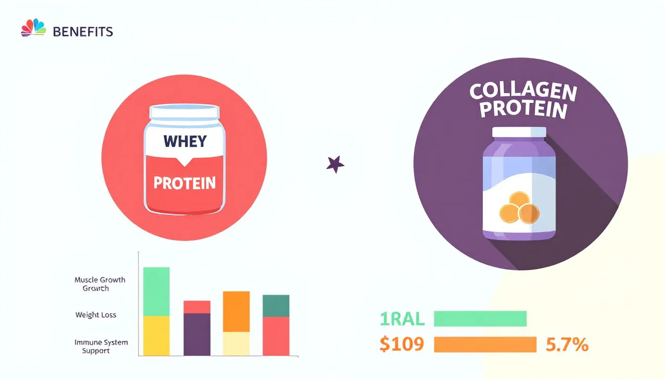 An illustration comparing whey protein and collagen protein.