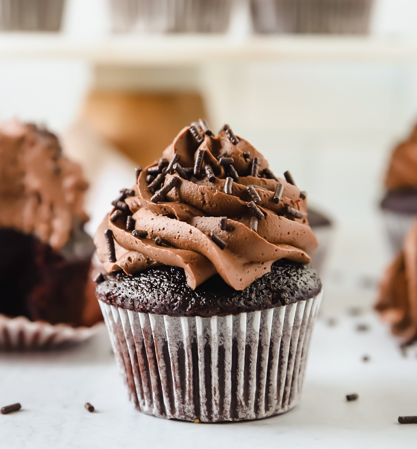 chocolate cupcake with chocolate buttercream frosting