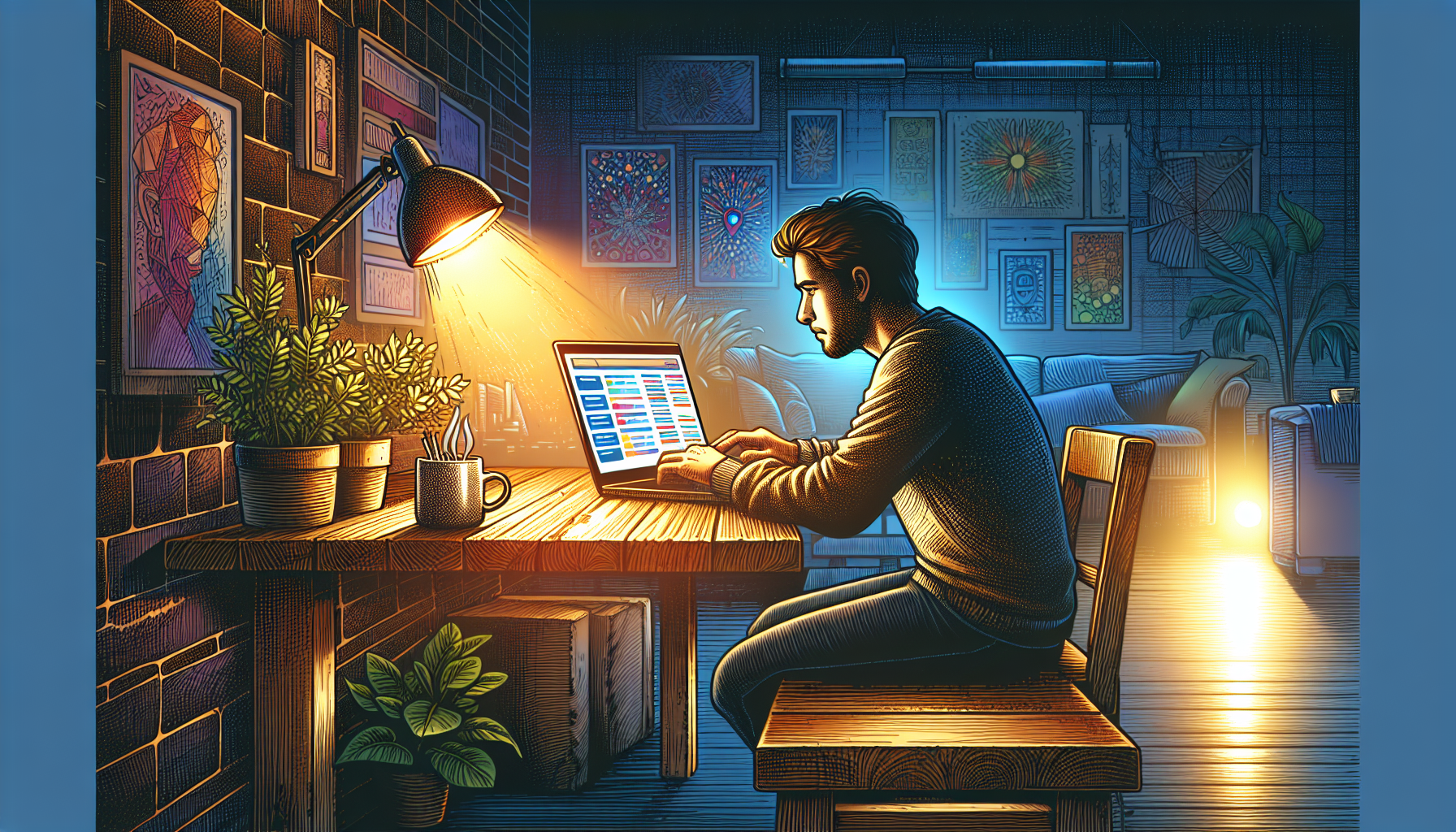 An illustration of a person searching for digital nomad jobs online.