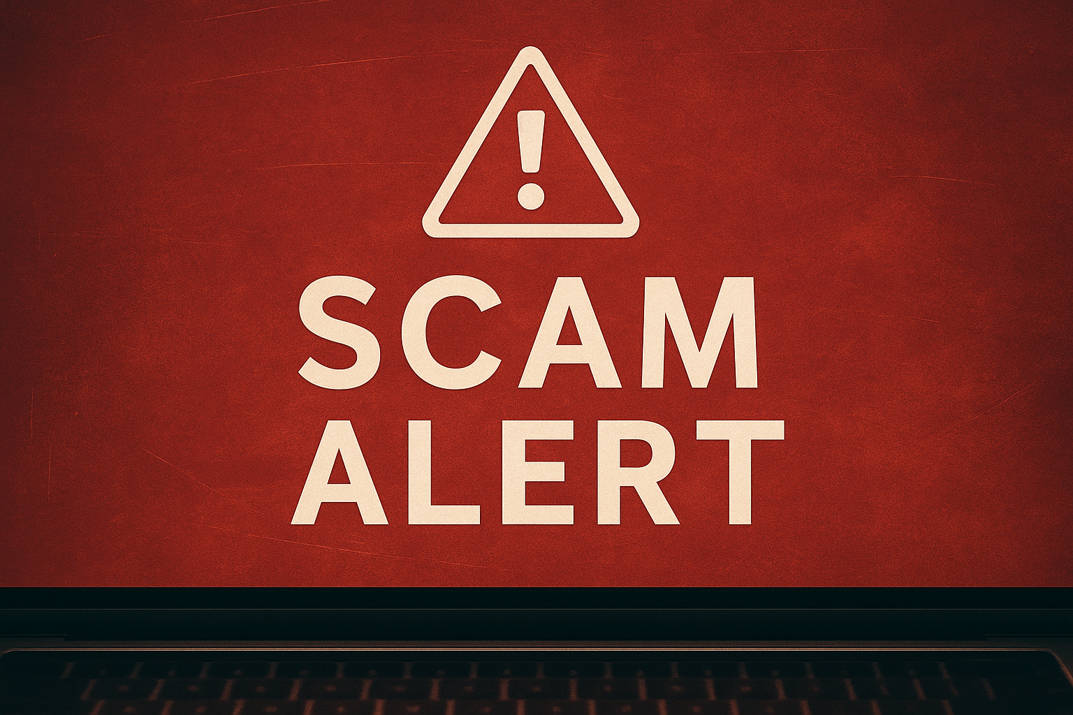 A digital image displays a 'SCAM ALERT' warning message in bold text on a deep red background, with a triangular exclamation icon above it—ideal as a header visual for articles about betting scam awareness on platforms like InsightsBet.