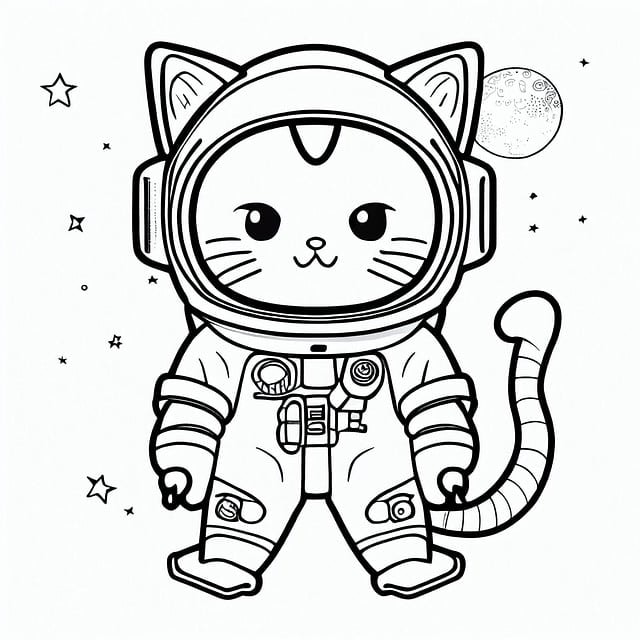 coloring, coloring page, coloring book, drawing, cute, cat, astronaut, animal, helmet, funny, doodle, sketch, design, ai generated, coloring page, pet, coloring page, coloring book, coloring book, coloring book, coloring book, coloring book