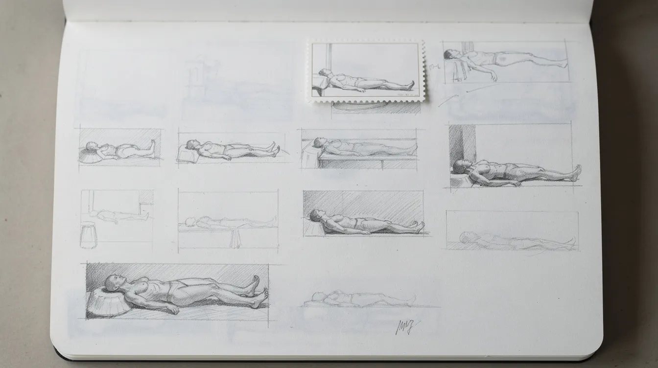 Techniques for Creating Erotic Illustrations: From First Sketch to Finished Art 3 - Consent Culture A collection of small thumbnail sketches showcases various compositional approaches to a reclining figure, emphasizing different crops and angles that highlight the beauty of the human form. These drawings reflect the artist's skill in capturing intimacy and sensuality through diverse perspectives, contributing to the rich history of erotic art.