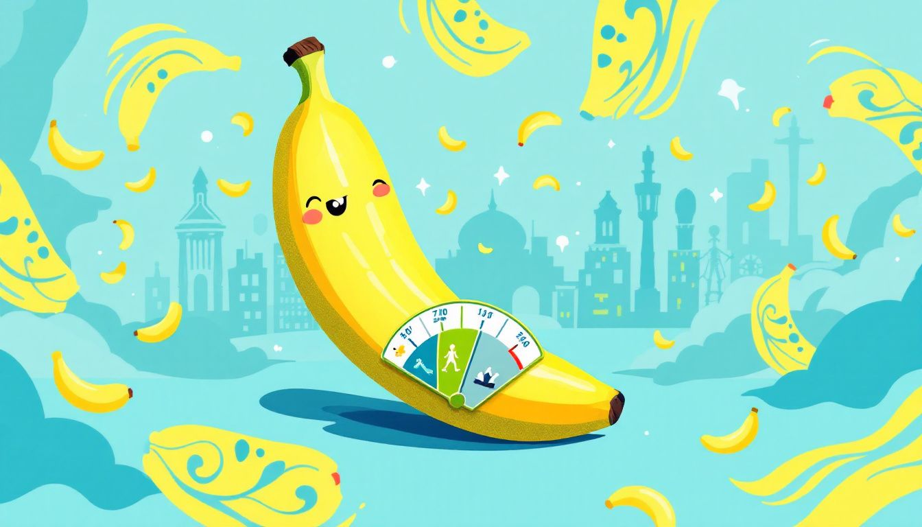 Une banane avec une échelle de portion, illustrant la consommation quotidienne recommandée pour l'arthrose.