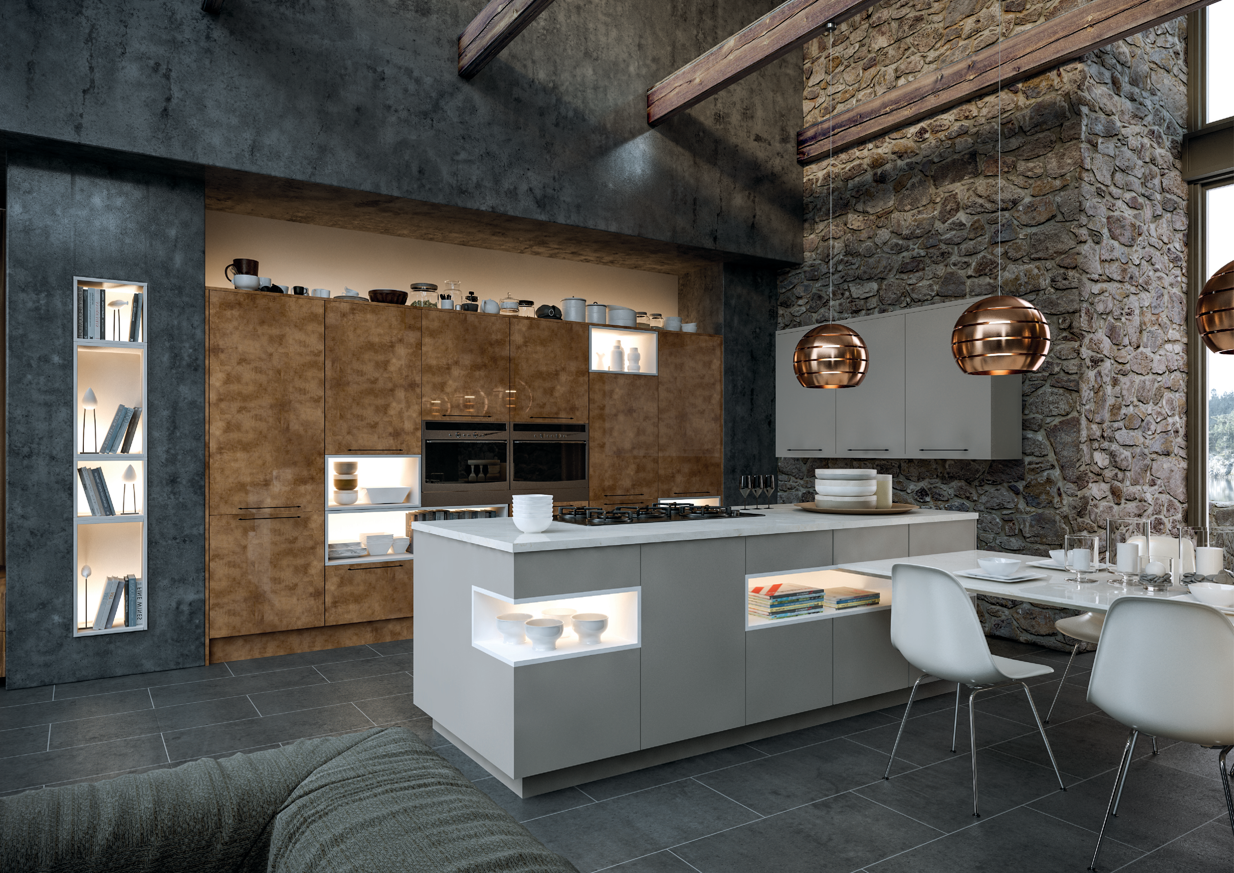 Various shades of grey in kitchen