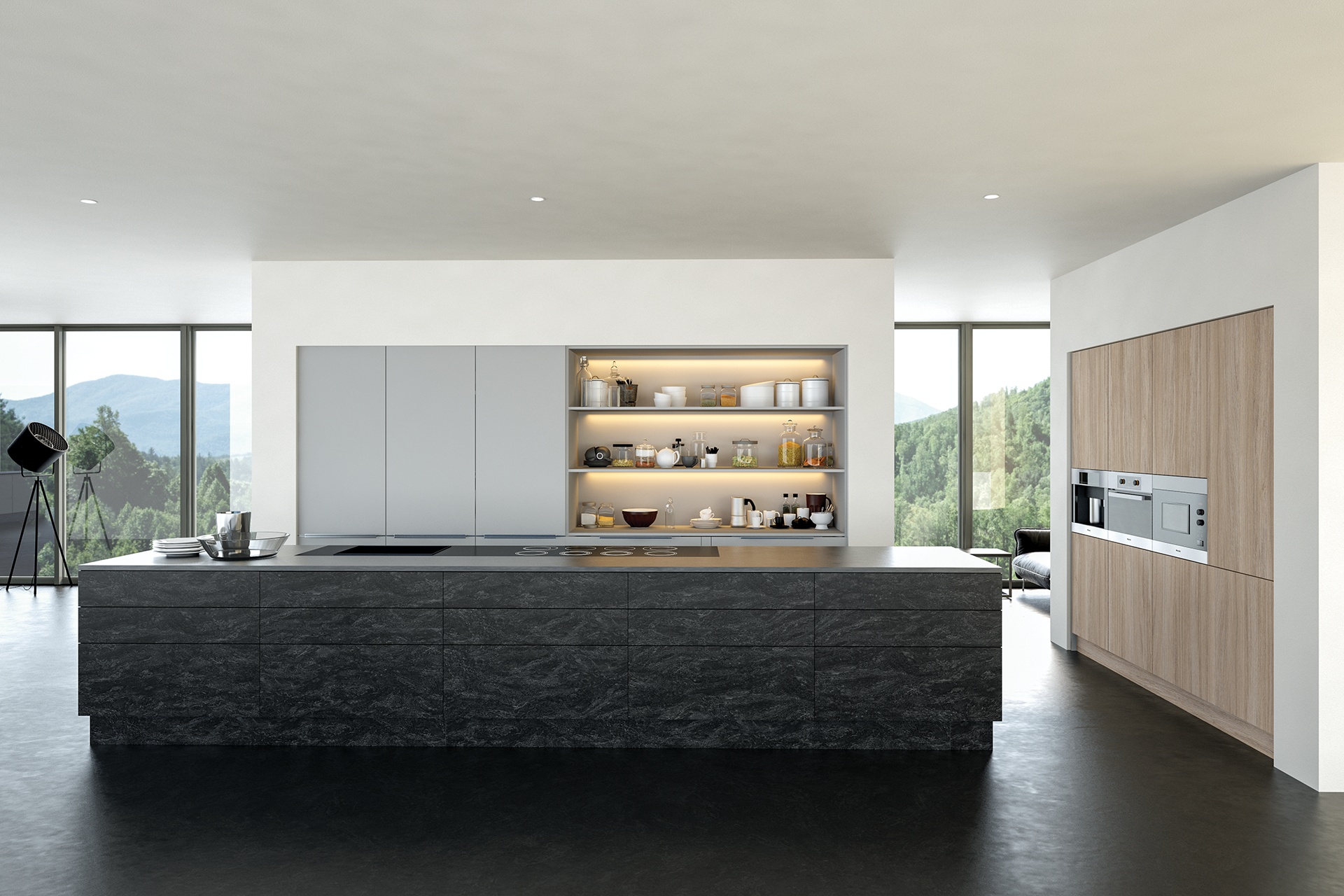 Grey and white modern kitchen design