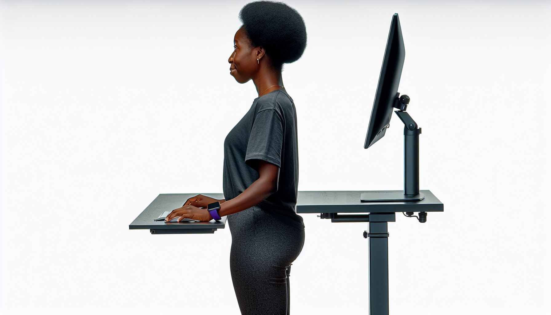 Correct posture at a standing desk