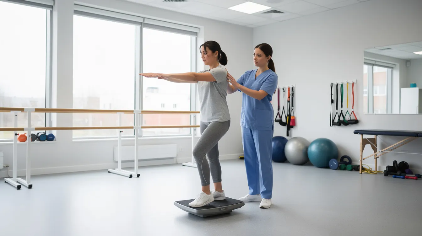 The image shows a person engaged in physical rehabilitation exercises with the assistance of a therapist in a clinical setting, highlighting the importance of medical attention for those recovering from severe injuries. This scene reflects the supportive environment necessary for individuals navigating personal injury cases and seeking fair compensation for their medical expenses and lost wages.