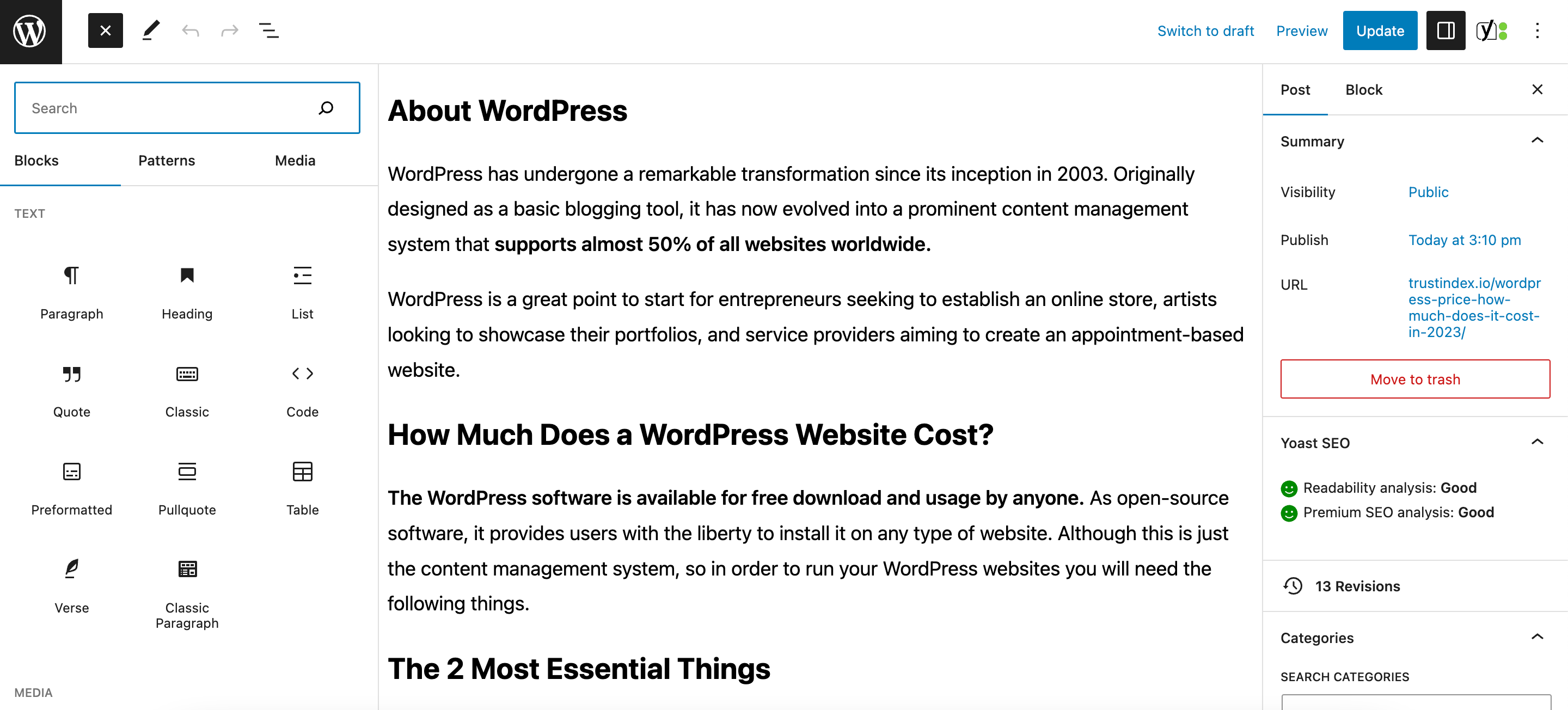 Creating WordPress websites can be done with the help of the visual builder.