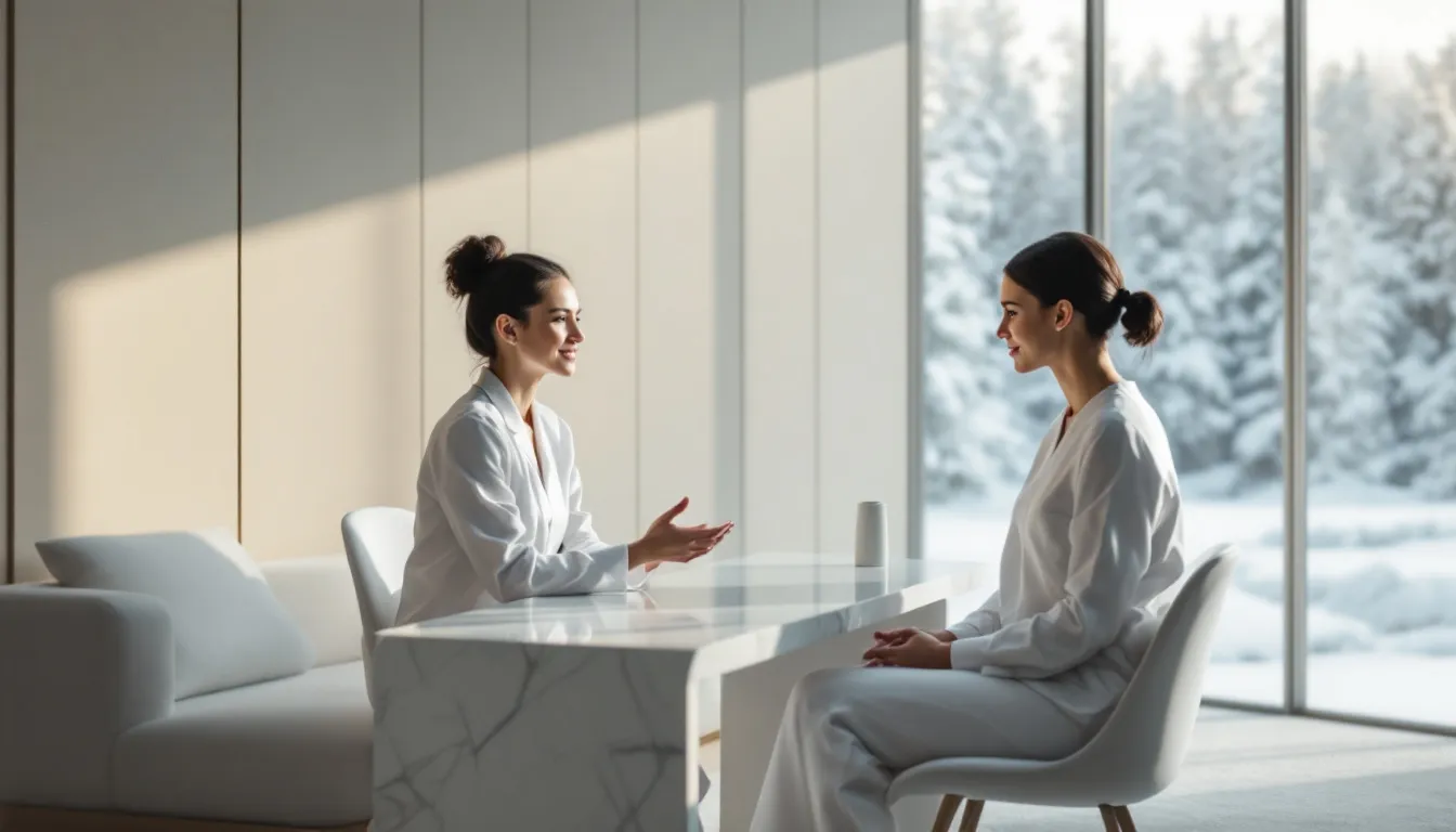 An image depicting a consultation with a plastic surgeon.