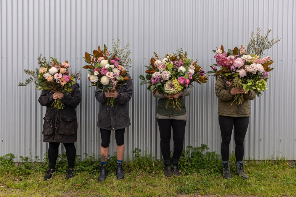 Illustration of seasonal flower arrangements