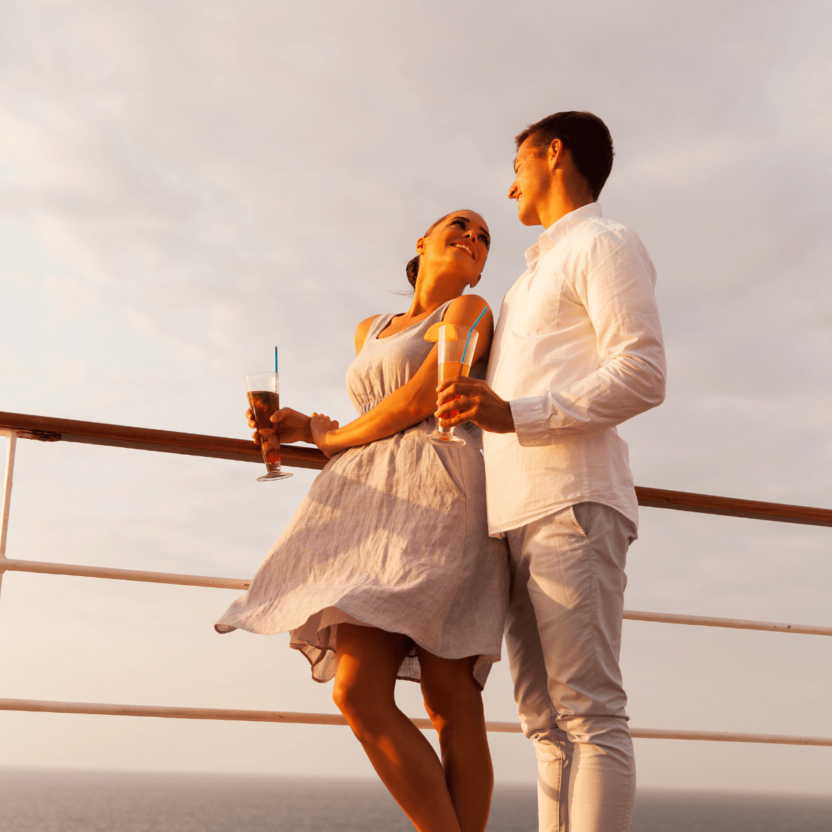 Couple on a cruise, having a romantic moment