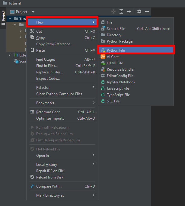 Creating a new python file