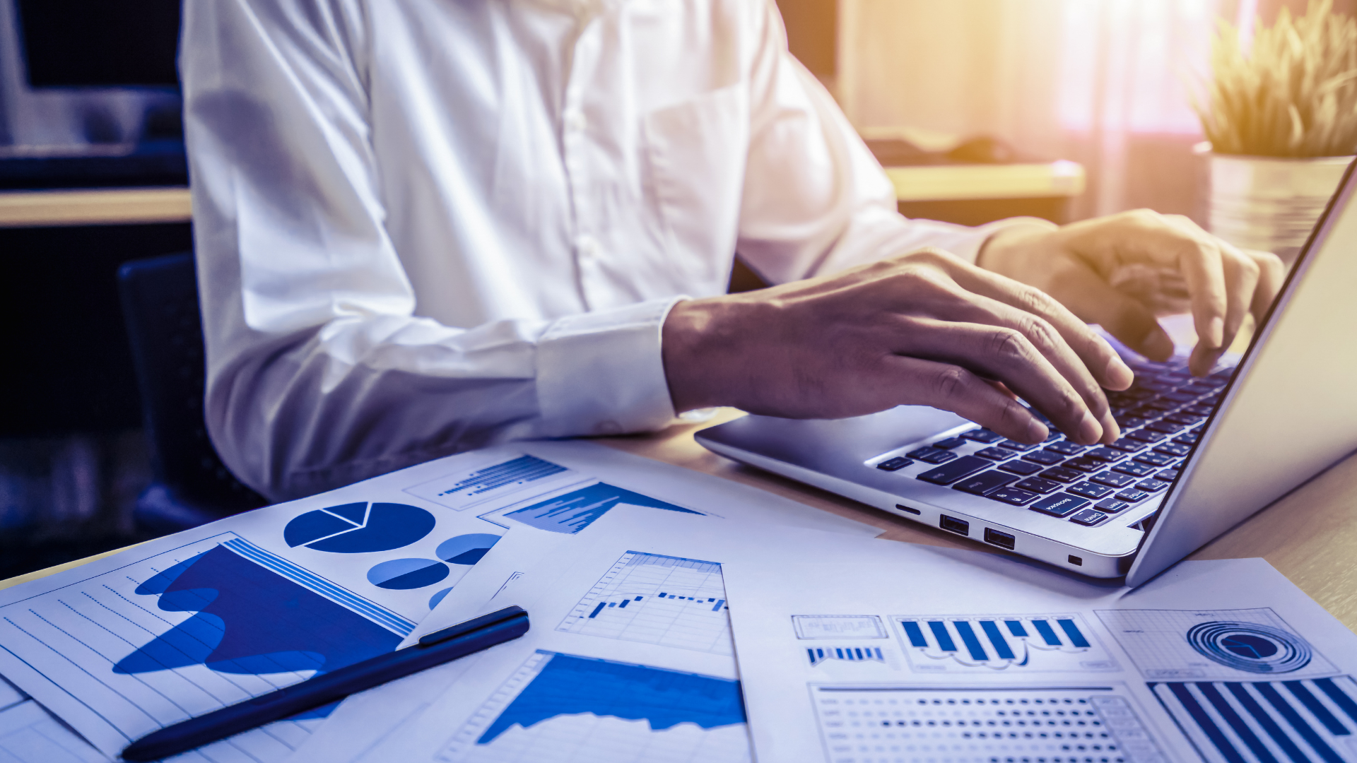 A person using a laptop to research stocks