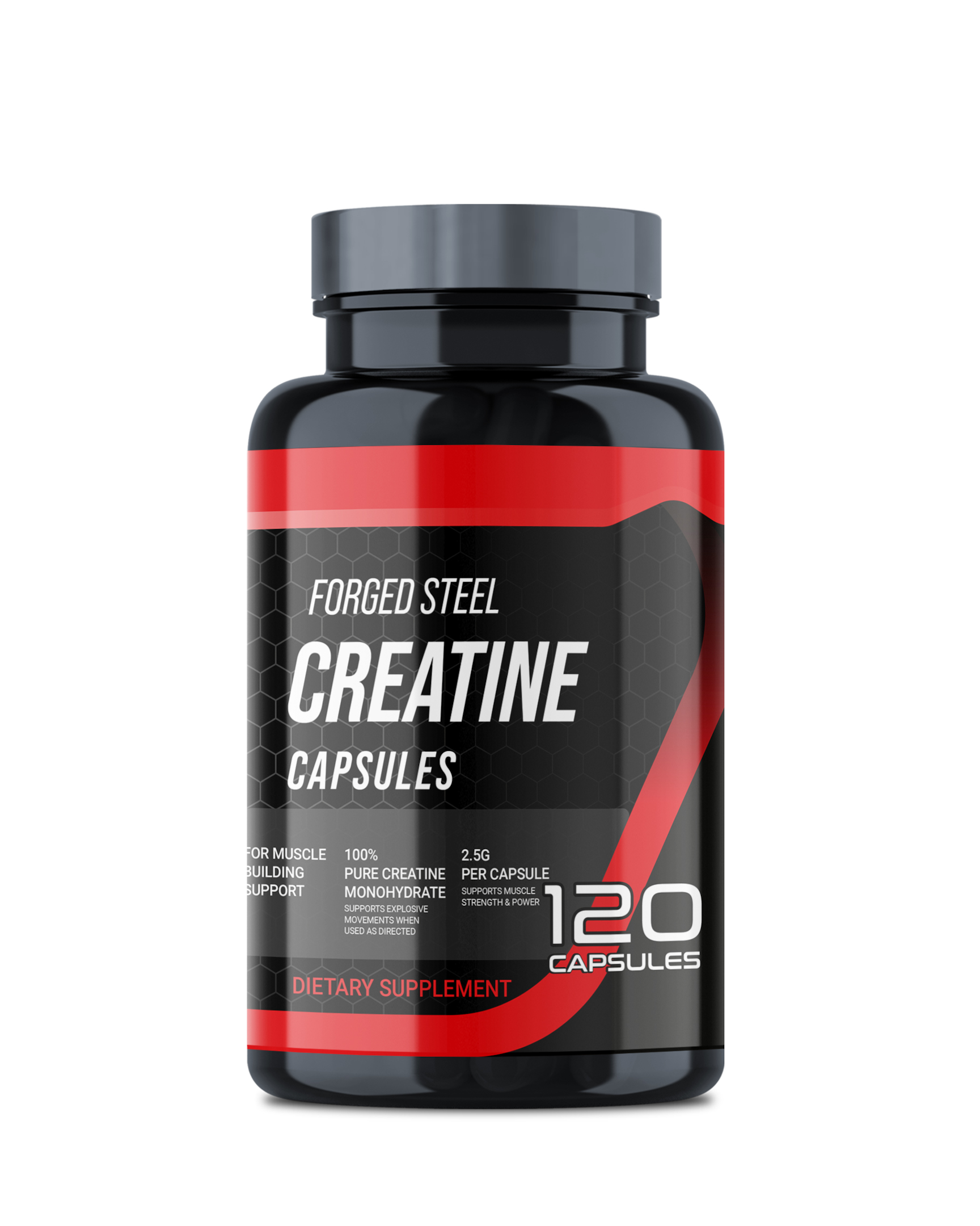 Forged Steel Creatine capsules 120 bottle. ultra pure creatine monohydrate pills, high quality creatine pre or post workout