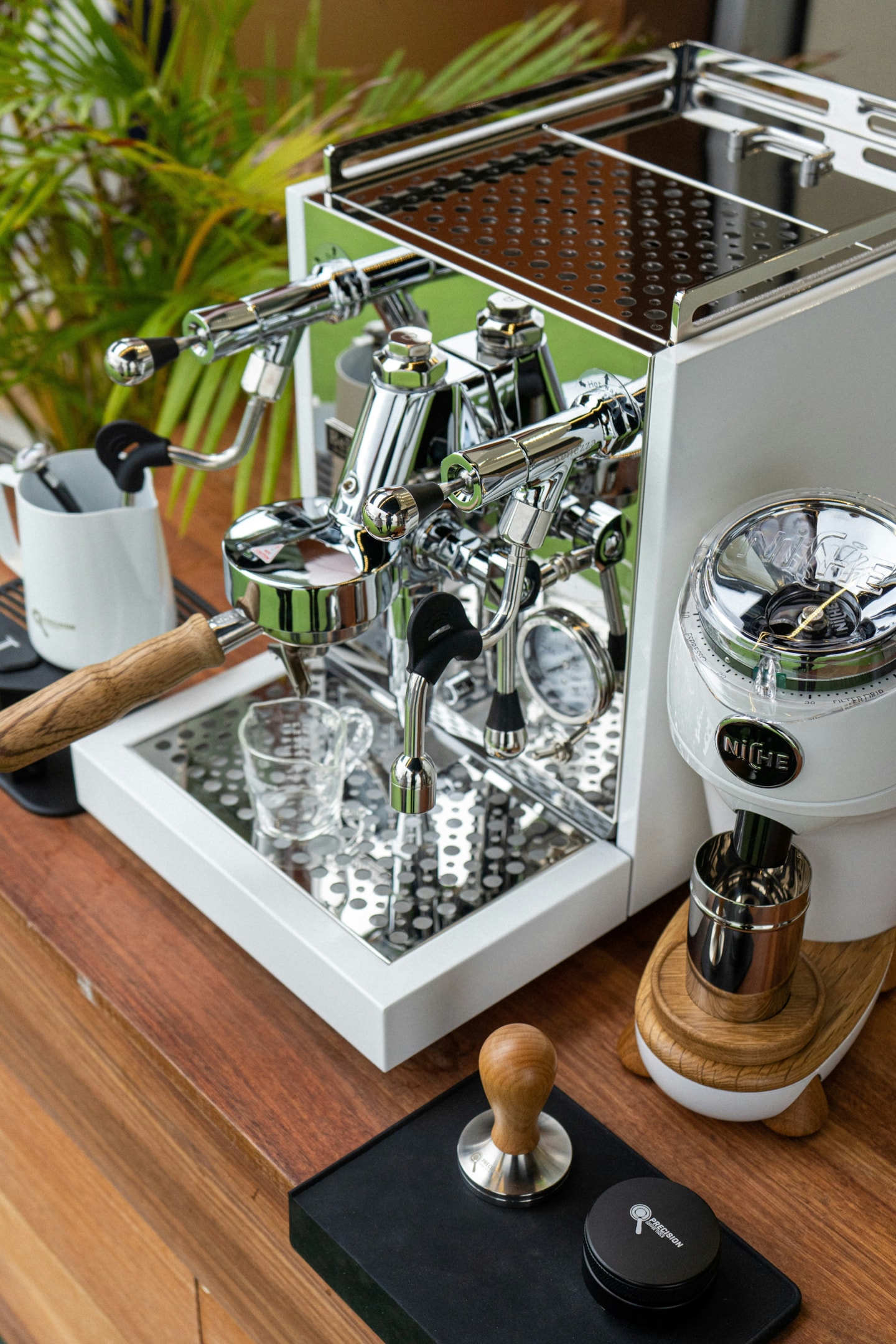 espresso makers great for steaming milk too, beautiful maker with custom wood accents