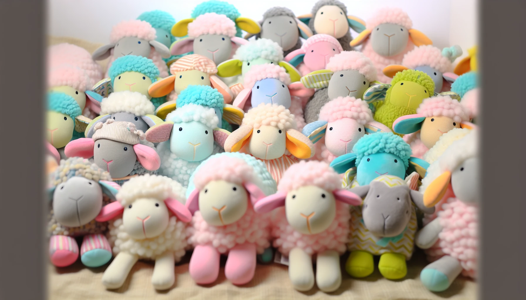 Assortment of sheep soft toys