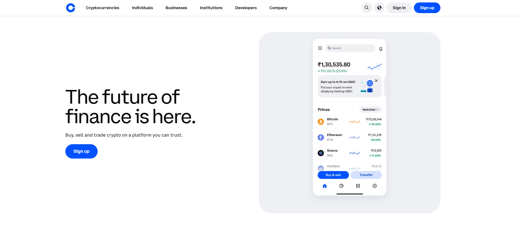 Coinbase - Best Crypto Exchanges in India