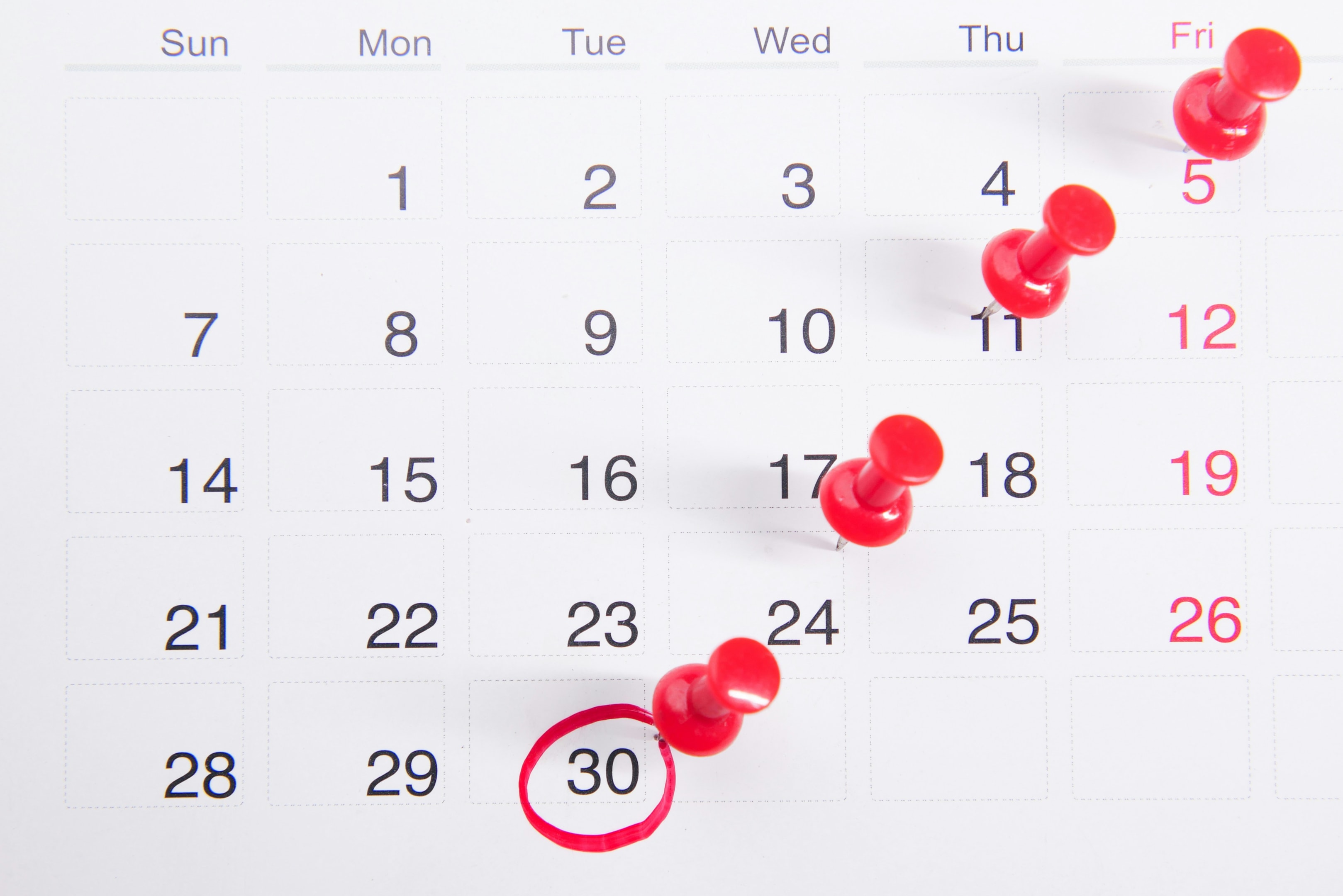 Real estate investor maps out marketing sequences on calendar.