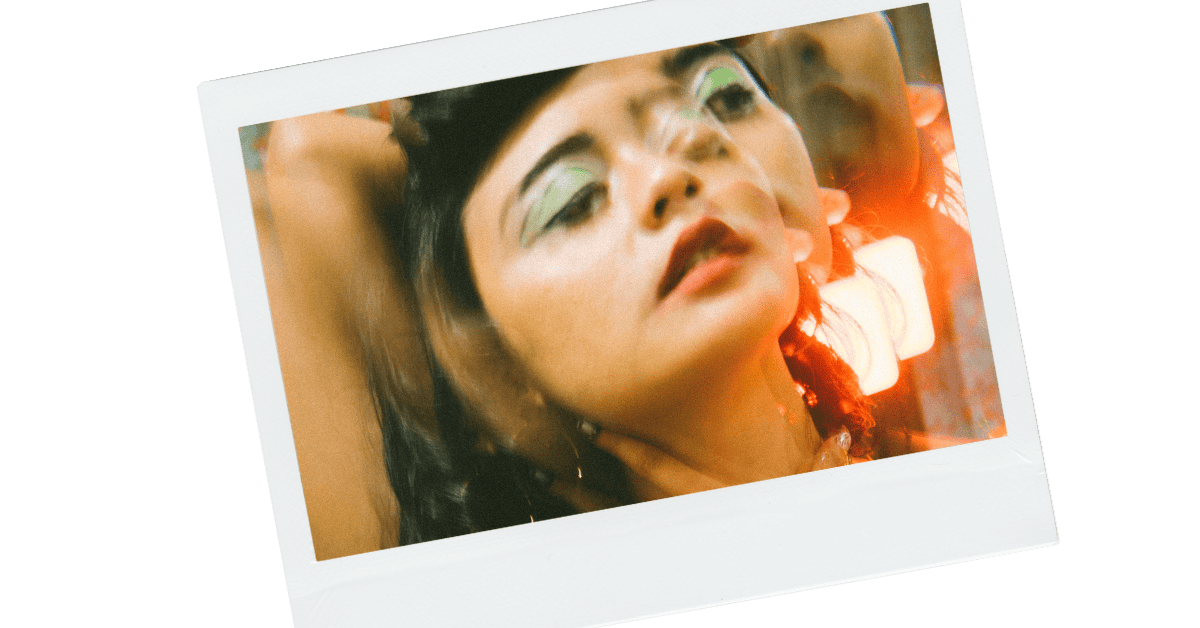 A woman in a dazed and confused look.