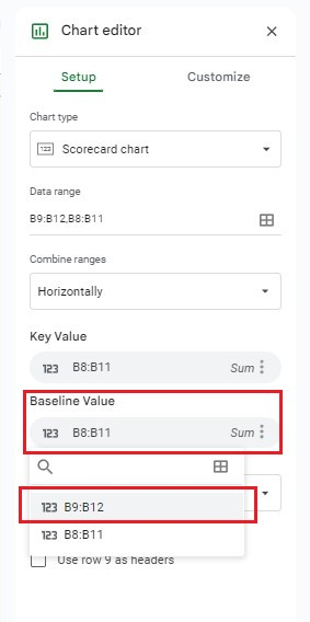 Switch Baseline Value to Key Value: