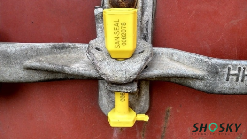 ISO 17712-certified seal confirming cargo security from origin to destination