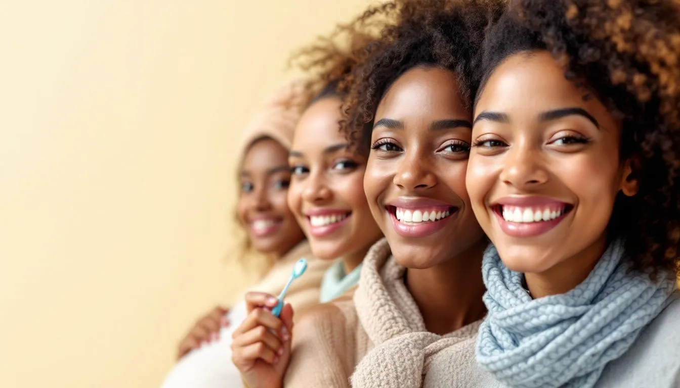 A diverse group of individuals, including children and pregnant women, using hydroxyapatite toothpaste.