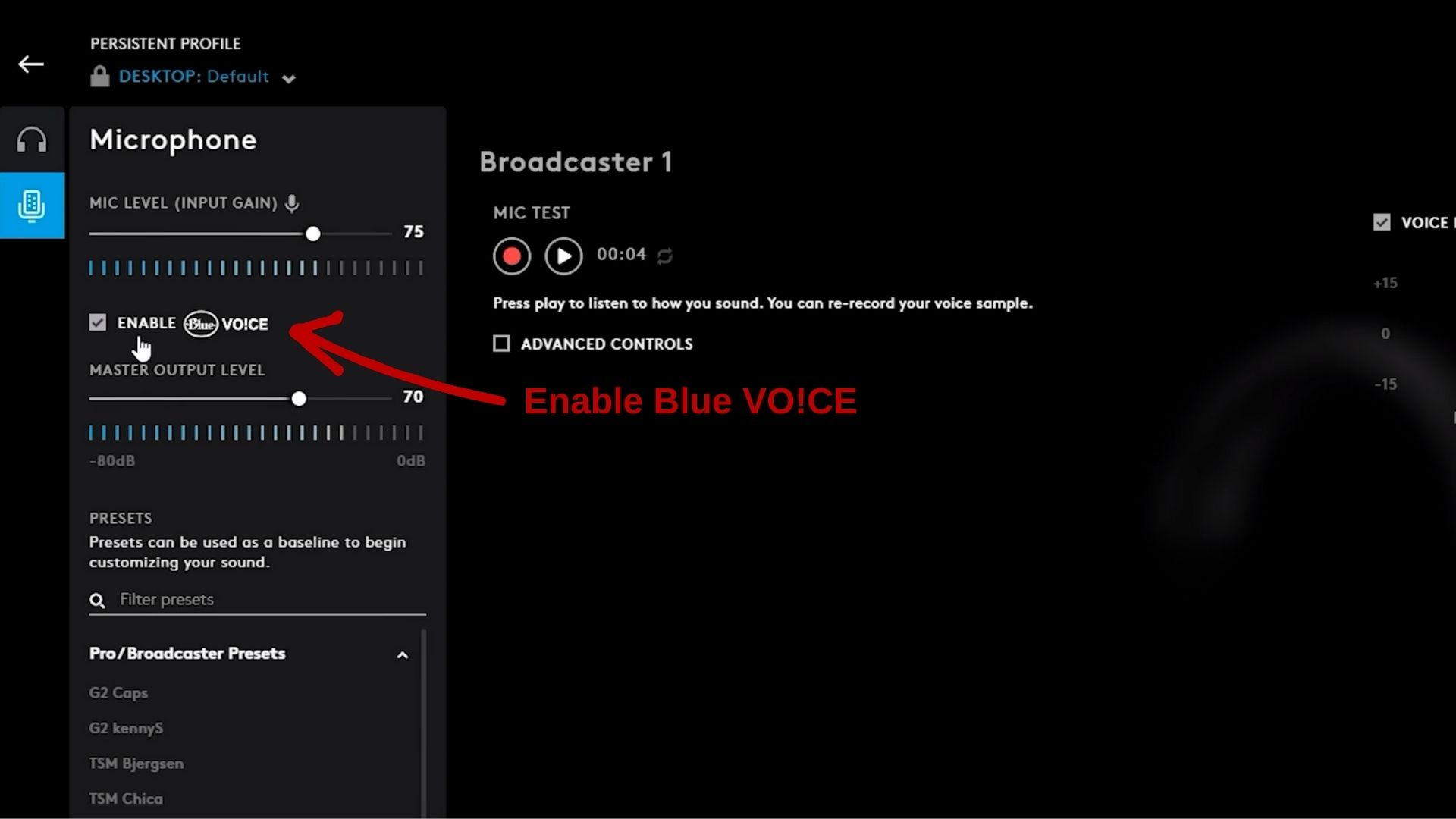 Enable Blue Voice app