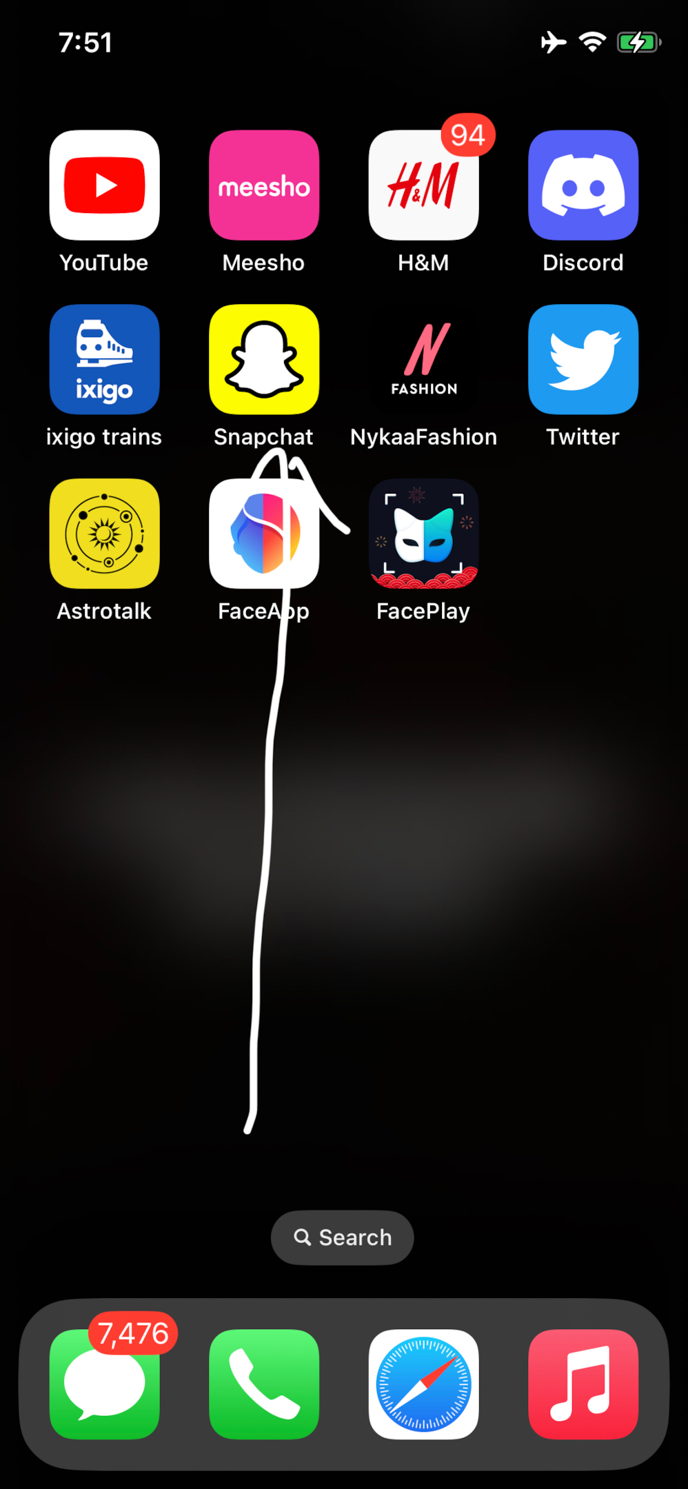 Screenshot of Snapchat app