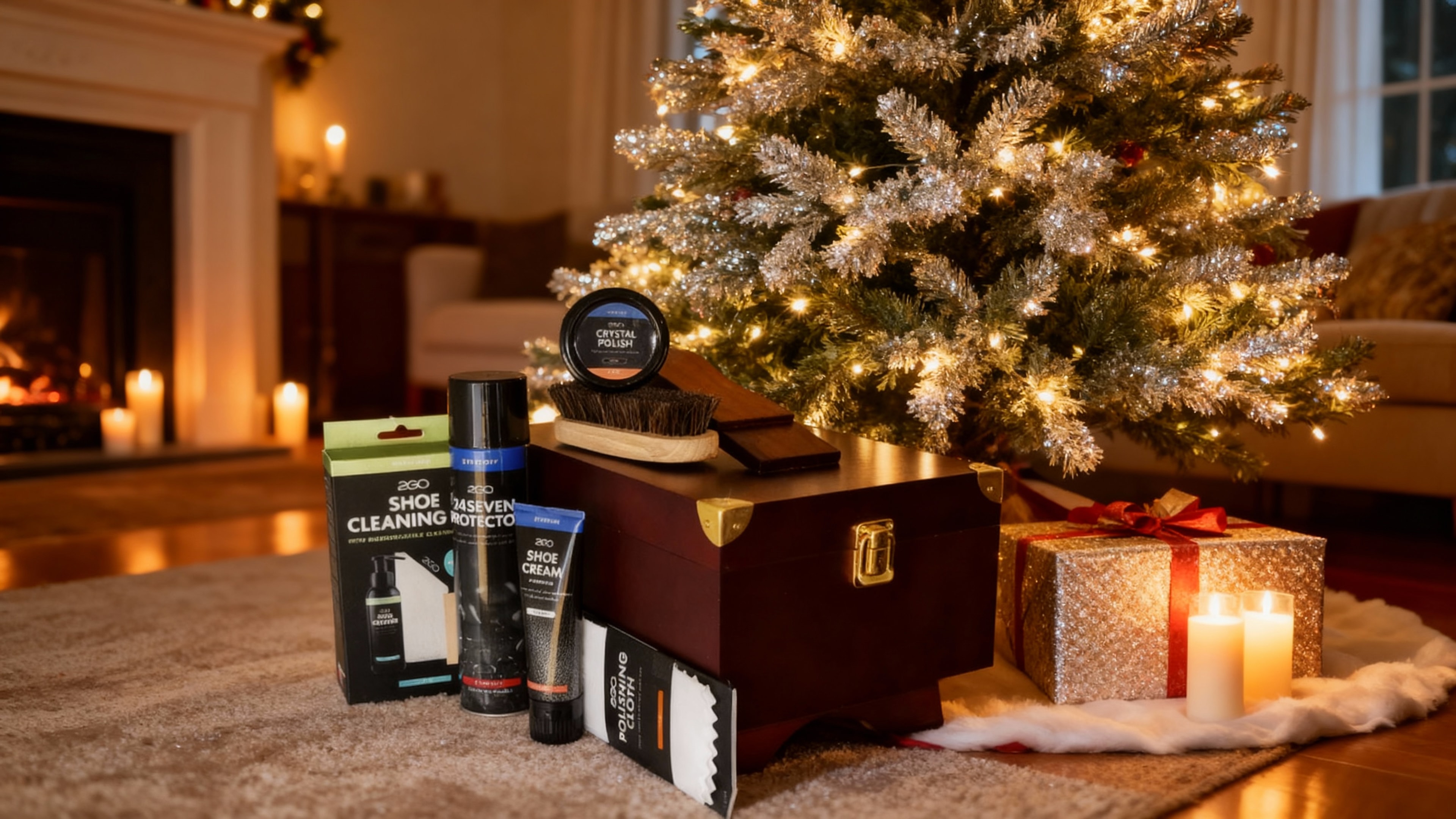 Vacker bild på julklapp under granen - Skovårds-kit, en julklapp till pojkvän eller pappa