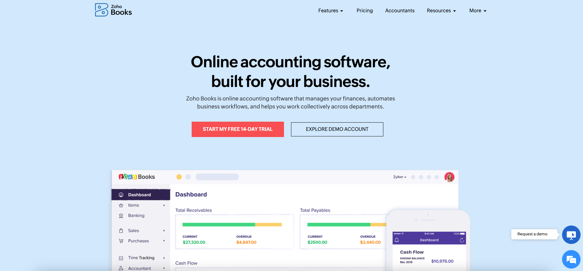 Zoho Books - best Shopify accounting software