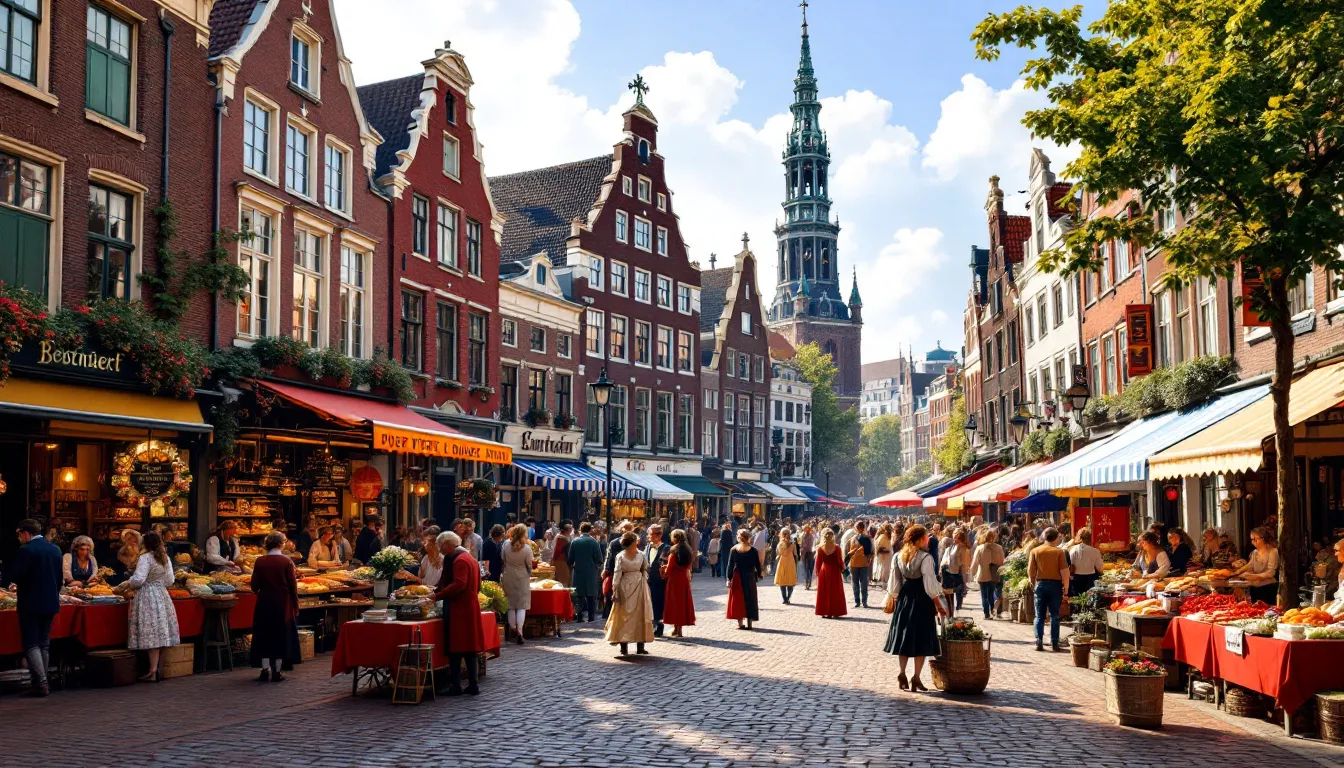 Cafés and dining options near Dam Square, a popular area for visitors.