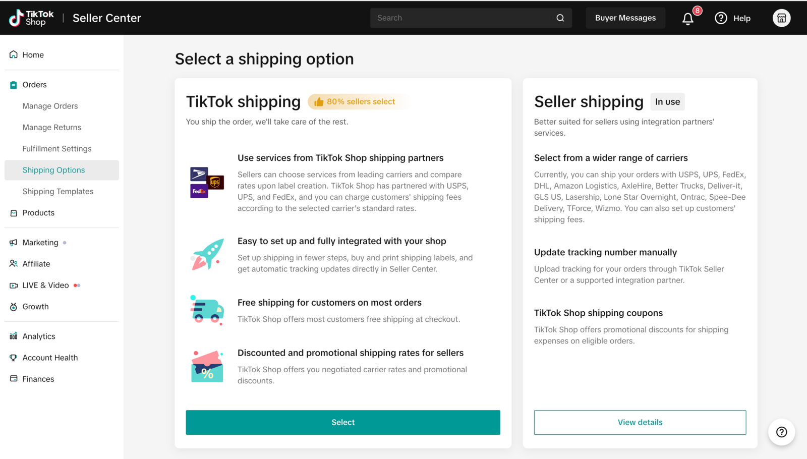 Fulfilment by Seller for US shops on TikTok