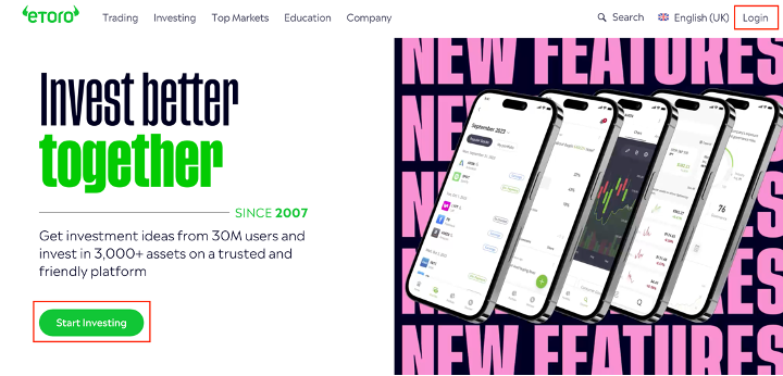 Create an eToro account 