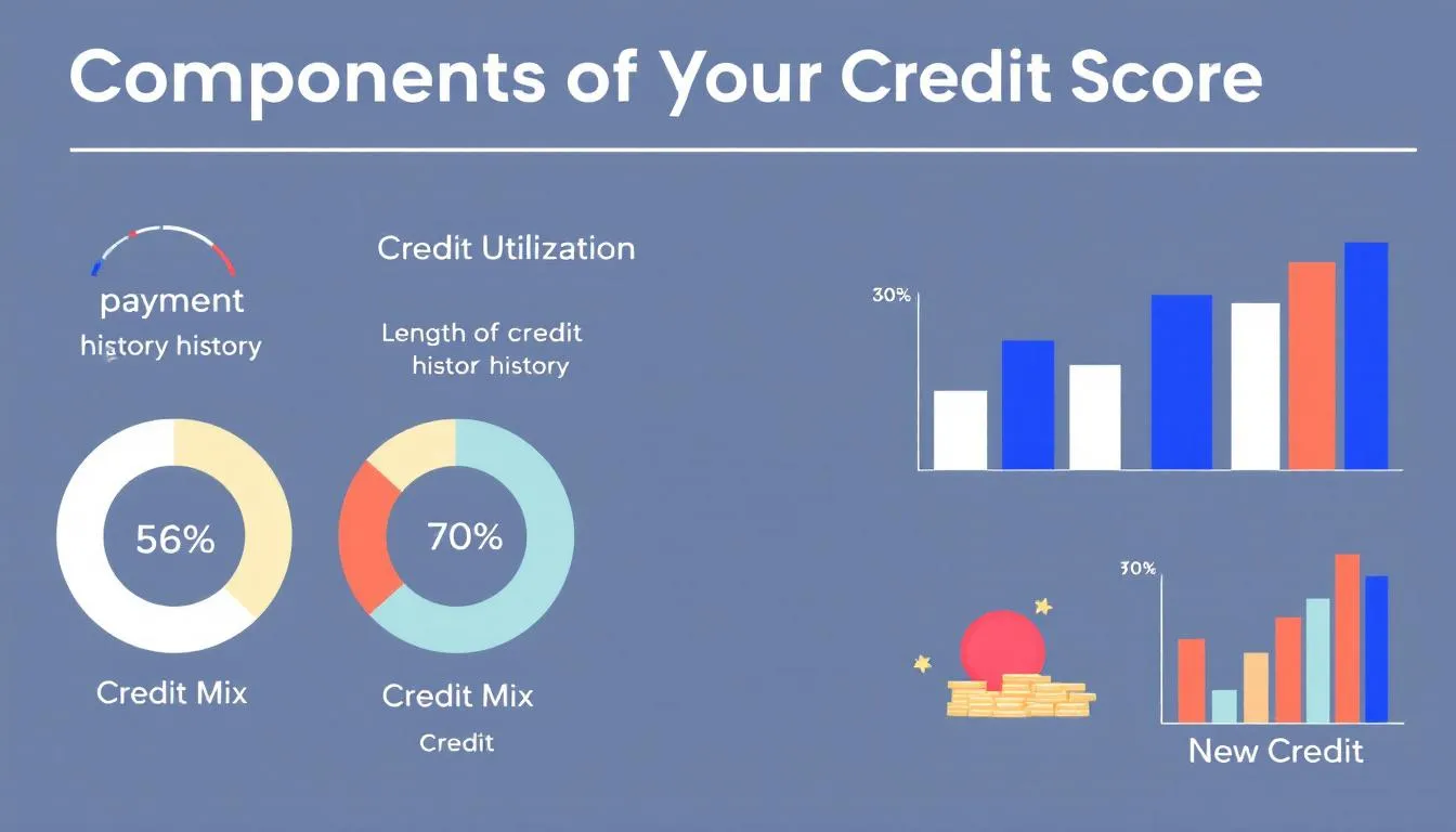 An infographic illustrating the components of a credit score, highlighting factors like payment history and credit utilization.