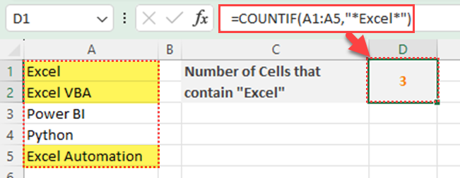 Count cells that contain a specific word