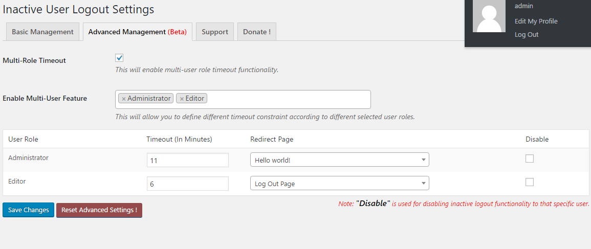 You can automatically log out idling users. If they are logged out they will have to log in again on the WordPress login page. Source: wordpress.org