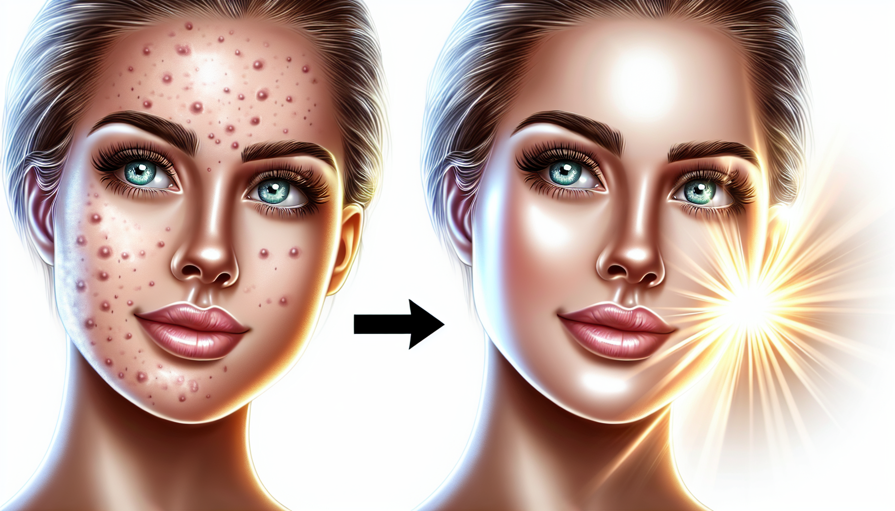 Illustration of clear skin with reduced acne after using bison tallow