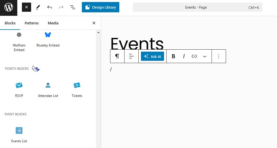 Event blocks