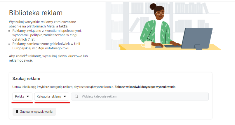 Biblioteka reklam Facebook Ads.